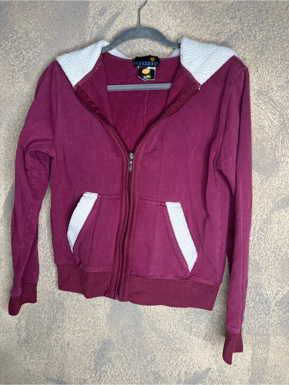 Maroon Sherpa-Lined Zip Hoodie